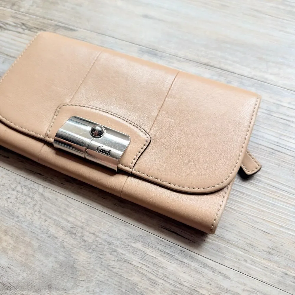 Vintage Coach Kristin Leather Wallet Tan Buttery Soft Leather Turnlock Flap Y2K